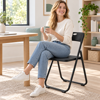 Chaise pliante en métal minimaliste avec dossier, pour étude, travail, salle à manger, réunion d'affaires, réception
