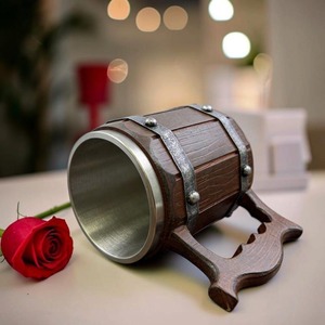 Nueva Jarra Vikinga Pirata de Madera y Acero Inoxidable, Estilo Nórdico Vikingo, Jarra de Cerveza de Gran Capacidad - Product Image 2