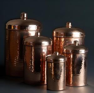 Elegant Handmade Copper Storage Canisters Set Hammered Design with Lid, Kitchen <b>Jars</b> for Tea Coffee Sugar Containers - Product Image 5
