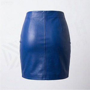 Jupe crayon mini en similicuir taille haute pour femme, avec lacets sur le côté, couleur unie, style sexy, toutes saisons - Product Image 2