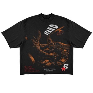 เสื้อยืดผู้ชายผ้าฝ้าย 100% ทรงหลวม พิมพ์ลาย เสื้อยืดทรงบ็อกซี่ ผ้าฝ้ายพรีเมียม สีดำ พิมพ์ลายกราฟิก DTG รับสกรีนโลโก้ สไตล์สตรีทแวร์ - Product Image 4