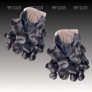 Perruques de qualité supérieure en cheveux vietnamiens bruts Remy, cuticules alignées, boucles rebondissantes, avec closure 5x5, perruques frontales en dentelle moyenne - Product Image 3