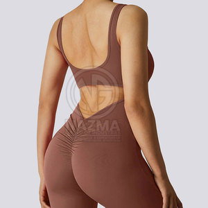 Factory Made Reasonable Price Design Your Own Women Gym <b>Jumpsuits</b> Summer Knitted Solid Color Breathable Quick Dry High Quality - Product Image 6