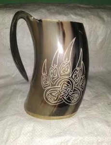 Jarra Vikinga de Cuerno, Calidad Premium, Hecha a Mano, Taza para Beber de Cuerno Natural de Buey, Estilo Medieval, Regalo - Product Image 1