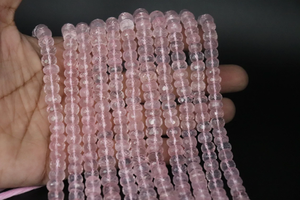 Perles Rondelle à facettes en quartz rose de qualité AAA 8 mm 10 pouces brin de perles de quartz rose pour la fabrication de bijoux - Product Image 5