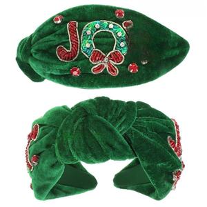 Serre-tête de Noël fait main inspiré de Père Noël, broderie de perles rouges, bandeau noué pour femme, idéal pour les fêtes - Product Image 5