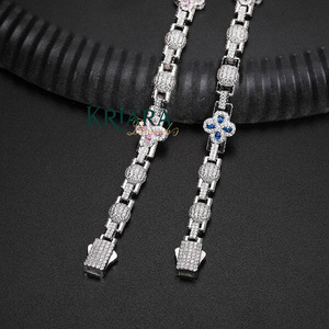 Bracelet de luxe blanc en or 925 plaqué rhodium avec diamants de laboratoire taille brillant rond pour homme, usage quotidien - Product Image 1