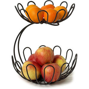 Eco Friendly Powder Coated Iron Circle Fruit <b>Basket</b> Large Capacity Foldable Wire <b>Storage</b> Organizer for <b>Vegetables</b> - Product Image 4
