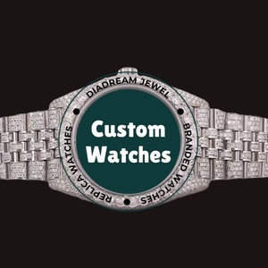 Reloj Personalizable con Esfera Negra y Caja Redonda, con Diamantes Moissanite, Resistente al Agua, para Hombre, Ideal para Regalo y Fiestas, Disponible a Buen Precio - Product Image 3