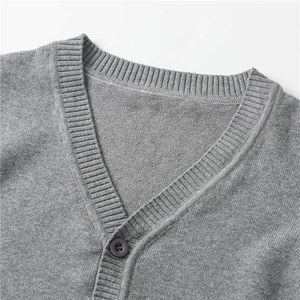 Pulls cardigan en tricot gris uni à col en V et manches longues pour garçons, uniforme scolaire pour enfants - Product Image 6