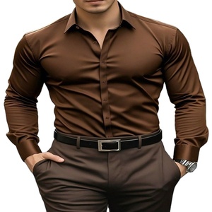 Camisa de negocios de manga larga de color sólido para hombre, camisa de vestir informal y formal para hombre, 100% algodón. - Product Image 1