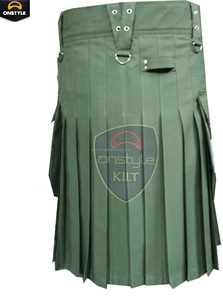 Kilt écossais Onstyle pour homme, style sportif et traditionnel, en laine acrylique noire, avec détails en cuir, taille personnalisée - Product Image 3