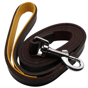Hot Sale Luxury Custom Made Low MOQ Heavy Duty Leather Dog Leash Customized Color And Logo Leather Dog Leash - Product Image 1