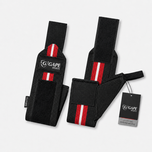สายรัดข้อมือ GAPE SPORTS สีดำ แดง ขาว ปรับได้ด้วยแถบตีนตุ๊กแก สำหรับยกน้ำหนัก ฝึกความแข็งแรง ราคาถูก - Product Image 4