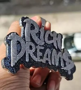 Rich Dreams Moissanite Letter Charms 925 <b>Silver</b> Black Rhodium Plated Iced Out HipHop Style <b>Pendant</b> Custom <b>Initial</b> Letter <b>Pendant</b> - Product Image 6
