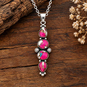 Pendentif en turquoise rose, fait main, style bohème western, bijou en pierres précieuses, cadeau pour femme - Product Image 3