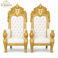 Chaises de mariage de luxe dorées, chaises royales à dossier haut pour la mariée et le marié, pour la scène de mariage, les banquets d'hôtel, les événements