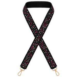 Correa de Repuesto para Bolso Hecha a Mano por Pr Black, con Cuentas y Patrón de Confeti Colorido, para Bolsos Cruzados - Product Image 1