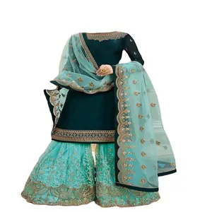高要求时尚派对服装乔其纱萨尔瓦卡梅兹为优雅的女性巴基斯坦服装沙拉拉批发
