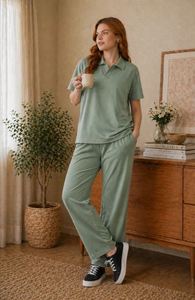 Elegante Conjunto de Dos Piezas de Verano, Casual, de Manga Corta, Sólido, Ligero y Moderno para Viajar, de Proveedor de India a Bajo Precio - Product Image 3