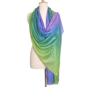 Écharpe longue en soie pour femme, style vintage, teinte ombrée automne, trois couleurs, effet dégradé - Product Image 1