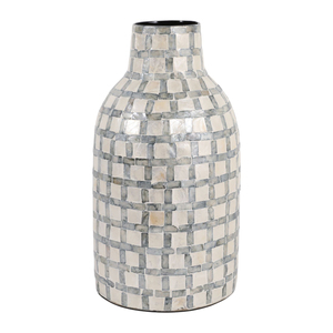 Vase élégant en nacre tressée avec incrustation de capiz, décoratif, en forme de bouteille, pour la décoration intérieure du salon, de la chambre et de la maison. - Product Image 3