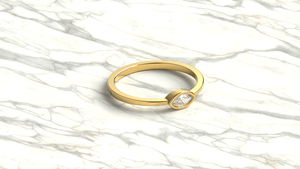 Bague solitaire minimaliste en or 18 carats avec diamant taille marquise serti clos, bague de fiançailles et de mariage empilable, bijou raffiné, cadeau pour femme - Product Image 3