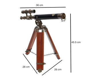 Telescopio de latón de doble barril de pie de suelo náutico con soporte de latón telescopio y binoculares - Product Image 4