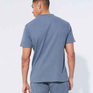 Ensemble de t-shirts à manches courtes pour homme, bleu, col zippé, en coton tricoté, décontracté, pour l'été, couleur unie, respirant - Product Image 2
