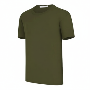 T-shirt Homme Vert Olive Premium - 100% Coton Col Rond Manches Courtes Uni - Vêtements Décontractés Simples en Gros - Product Image 1