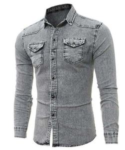 Chemises en jean pour hommes LUXE ATTIRE INDUSTRY – Tendance, boutonnées, en coton léger, respirantes, séchage rapide, écologiques, anti-plis, décontractées - Product Image 5