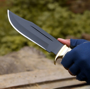 Cuchillo de Supervivencia para Exteriores de Acero de Damasco de Alta Calidad al por Mayor, Mango de Cuero, Borde Dentado, Punta Caída - Product Image 5