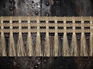 Bordure décorative élégante en dentelle crochetée crème avec franges à pompons de 4 pouces de large pour textiles de maison - Product Image 5