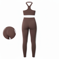 Dames Seamless Yoga Set met Halternek, Hoge Taille Leggings & Sportbeha, Ademend Nylon Spandex Trainingspak, Aangepast Logo