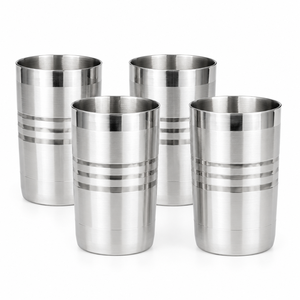 Vasos de acero inoxidable premium de doble pared con acabado de espejo, diseño minimalista, para fiestas, hogar y hoteles, vajilla. - Product Image 5