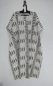 Robe Kaftan Vintage pour Femme, Imprimé Floral Jungle, Dentelle, Col en V, Manches 3/4, Longueur Genou, Coupe A-Line, Oversize, 100% Coton, Style Bohème Plage - Product Image 4