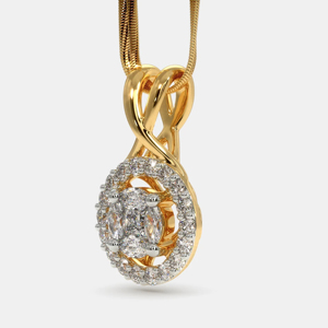 Collar con Colgante de Diamantes Chapado en Oro Amarillo para Mujer, Corte Brillante Redondo, Engaste de Garra, Cadena de Serpiente, Joyería de Lujo para Compromiso - Product Image 3