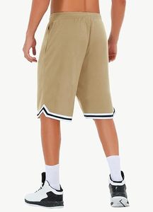 Shorts Bermuda pour homme en kaki à séchage rapide avec bande latérale et taille élastique, vêtements de sport décontractés - Product Image 2