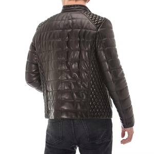 <b>Men</b> Stylish Black Leather <b>Jacket</b> with Zip-Up Front Log Full Sleeves <b>Mens</b> Leather <b>Jacket</b> - Product Image 2