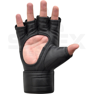 Gants Mma demi-doigts en PU, fermeture Velcro, unisexe, pour l'entraînement aux arts martiaux, noir, rose, blanc - Product Image 4