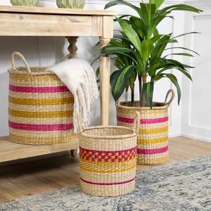 Set of 3 Seagrass <b>Baskets</b> in Mixed Colors Handmade <b>Storage</b> <b>Basket</b> Wholesale eco-friendly Made in Vietnam - Product Image 2