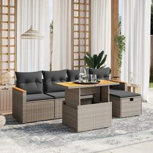 Ensemble de canapés de jardin en rotin gris avec rangement, mobilier d'extérieur au design contemporain, coussins en mousse haute densité imperméables - Product Image 3