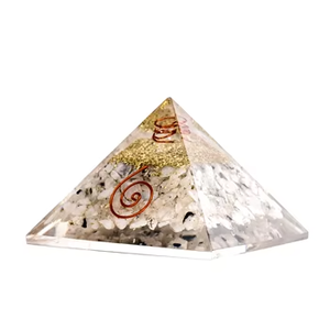 Pirámide de Cristal con Bobina de Cobre y Fragmentos de Piedras Preciosas para Decoración del Hogar y Uso en Meditación - Product Image 2