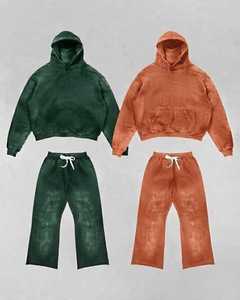 Conjunto Deportivo Informal Unisex con Estampado Animal, Sudadera con Capucha y Pantalones de Algodón de Color Sólido, Dos Piezas, Corte Holgado, Ropa de Otoño - Product Image 2