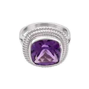 Bague Améthyste Rose de France en Argent Sterling avec Élégante Pierre Précieuse Violette - Product Image 3