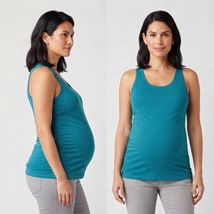 Camiseta de Maternidad para Lactancia con Cuello en U, 100% Algodón, Ligera, Informal, Lisa, para Mujer - Product Image 1