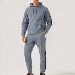Ensemble sweat-shirt et jogging personnalisé avec logo imprimé, style streetwear uni, survêtement homme, nouveau style, coupe évasée, coton, à capuche - Product Image 1