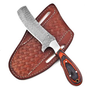 มีดล่าสัตว์ดามัสกัสทำมือ OEM ราคาประหยัด ขนาด 8 นิ้ว ใบมีดแบบ Fixed Blade ด้ามไม้ ฟูลแทงค์ คุณภาพระดับอุตสาหกรรม มีดคาวบอย พร้อมปลอกหนัง - Product Image 5
