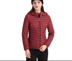 Hooded Puffer Jacket Women <b>Slim</b> Fit Zipper Closure Casual Windproof Autumn Polyester Wadding Thin Lightweight <b>Coat</b> - Product Image 3