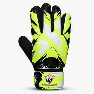 Custom Breathable Leather Soccer Goalkeeper Gloves Black Latex Palm Bold Neon Print Adjustable Wrist <b>Strap</b> Training Matches Team - Product Image 3
